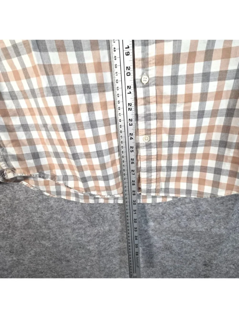 Banana Republic Men's Plaid Button-Down Shirt Orange Gray White L